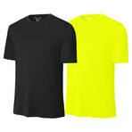 Pack of 2 // Perform Basics Dri-Tech T-Shirts // Black + Neon Yellow (2XL)
