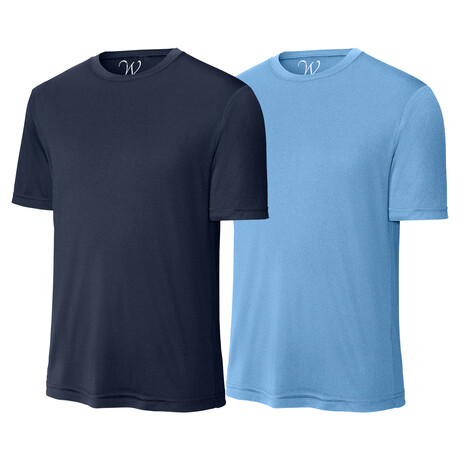 Pack of 2 // Perform Basics Dri-Tech T-Shirts // Navy + Carolina Blue (S)