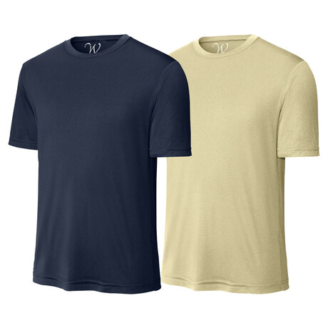 Pack of 2 // Perform Basics Dri-Tech T-Shirts // Navy + Vegas Gold (S)