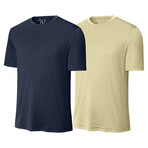 Pack of 2 // Perform Basics Dri-Tech T-Shirts // Navy + Vegas Gold (L)