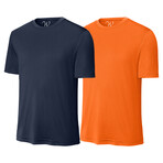Pack of 2 // Perform Basics Dri-Tech T-Shirts // Navy + Neon Orange (XL)