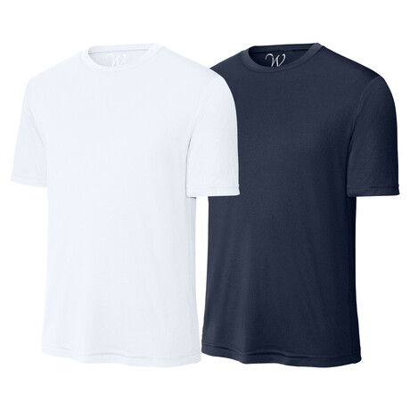 Pack of 2 // Perform Basics Dri-Tech T-Shirts // White + Navy (S)