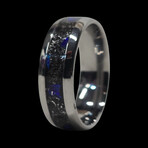 Titanium Ring with Meterorite Dust // Blue Raspberry Opal // 4mm Width (8.5)