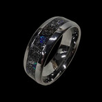 Titanium Ring with Meterorite Dust // Blue Raspberry Opal // 4mm Width (8.5)