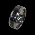 Titanium Ring with Meterorite Dust // Fire Opal // 4mm Width (7)