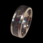 Titanium Ring with Meterorite Dust // Blood Orange Opal // 4mm Width (8.5)