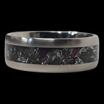 Titanium Ring with Meterorite Dust // Fire Opal // 4mm Width (7)