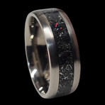 Titanium Ring with Meterorite Dust // Fire Opal // 4mm Width (7)