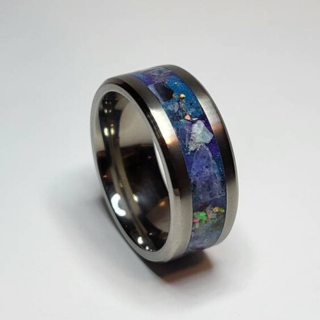 Titanium Ring // Opal, Sodalite, Amethyst, UV Glow // 8mm Width (5)