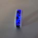 White Ceramic Ring // Opal 24k Gold Leaf Lavendar UV Glow // 4mm Width (8)