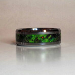 Tungsten Ring // Fire Opal and Obsidian // 4mm Width (7)