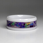 White Ceramic Ring // Opal 24k Gold Leaf Lavendar UV Glow // 4mm Width (8)