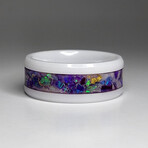 White Ceramic Ring // Opal 24k Gold Leaf Lavendar UV Glow // 8mm Width (8.5)