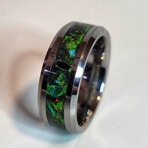 Tungsten Ring // Fire Opal and Obsidian // 8mm Width (5)