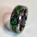 Tungsten Ring // Fire Opal and Obsidian // 4mm Width (7)
