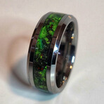Tungsten Ring // Fire Opal and Obsidian // 4mm Width (7)