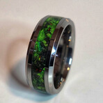 Tungsten Ring // Fire Opal and Obsidian // 8mm Width (5)