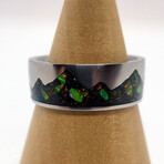 Titanium Mountain Ring // Black Fire Opal + Green UV Glow // 4mm Width (6)