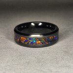 Black Carbide Ring // with Fire Burl Dichrolam Inlay // 4mm Width (8)