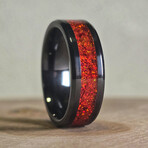 Black Carbide Ring // with Red Crimson Opal // 4mm Width (7.5)