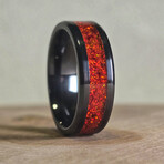 Black Carbide Ring // with Red Crimson Opal // 8mm Width (7)