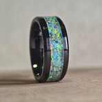 Black Carbide Ring // with White Opal // 4mm Width (9)