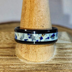 Black Ceramic Inlay Ring // with Lapis Lazuli and Moonstone // 4mm Width (5.5)