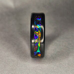 Black Carbide Ring // with Fire Burl Dichrolam Inlay // 8mm Width (9)