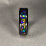 Black Carbide Ring // with Fire Burl Dichrolam Inlay // 4mm Width (8)
