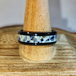 Black Ceramic Inlay Ring // with Lapis Lazuli and Moonstone // 8mm Width (7)