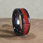 Black Carbide Ring // with Red Crimson Opal // 8mm Width (7)