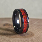 Black Carbide Ring // with Red Crimson Opal // 4mm Width (7.5)