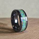 Black Carbide Ring // with White Opal // 8mm Width (8)