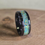 Black Carbide Ring // with White Opal // 8mm Width (8)