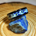 Black Ceramic Inlay Ring // with Lapis Lazuli and Moonstone // 4mm Width (5.5)