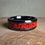 Black Carbide Ring // with Red Crimson Opal // 8mm Width (7)