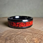 Black Carbide Ring // with Red Crimson Opal // 4mm Width (7.5)
