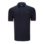 Set of 3 Tipped Polo Shirt // Dark Blue + White + Black (S)