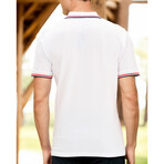 Tipped Polo Shirt // White + Black + Red (S)
