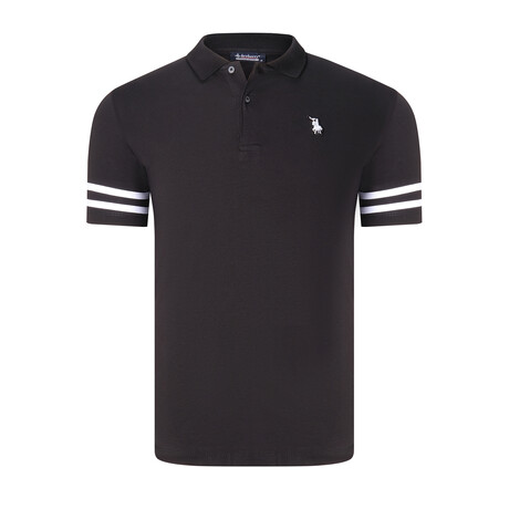 Striped Polo Shirt // Black + White (S)