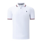 Set of 2 Tipped Polo Shirt // White + Dark Blue (S)