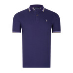 Set of 4 Tipped Polo Shirt // Black + White + Dark Blue + Purple (S)