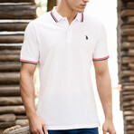 Tipped Polo Shirt // White + Black + Red (S)