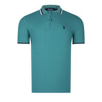 Set of 4 Tipped Polo Shirt // Black + White + Dark Blue + Turquoise (S)