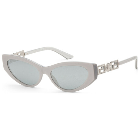 Versace // Women's // VE4470B-54741U-56 // Perla Gray + Blue Mirror Silver