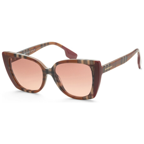 Burberry // Women's // Meryl BE4393-405413-54 // Check Brown Bordeaux + Pink Gradient Dark Brown