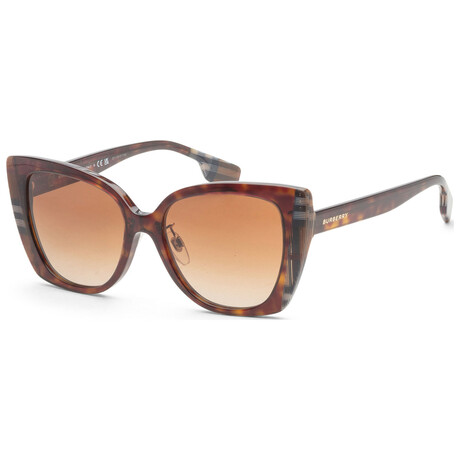 Burberry // Women's // Meryl BE4393F-405313-54 // Dark Havana Checker Brown + Brown Gradient