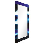 Run Off Rectangular Beveled Mirror on Free Floating Reverse Printed Tempered Art Glass (30"L x 40"W x 0.4"H)