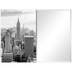 My New York Rectangular Beveled Mirror on Free Floating Reverse Printed Tempered Art Glass