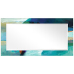 Sky Rectangular Beveled Mirror on Free Floating Reverse Printed Tempered Art Glass